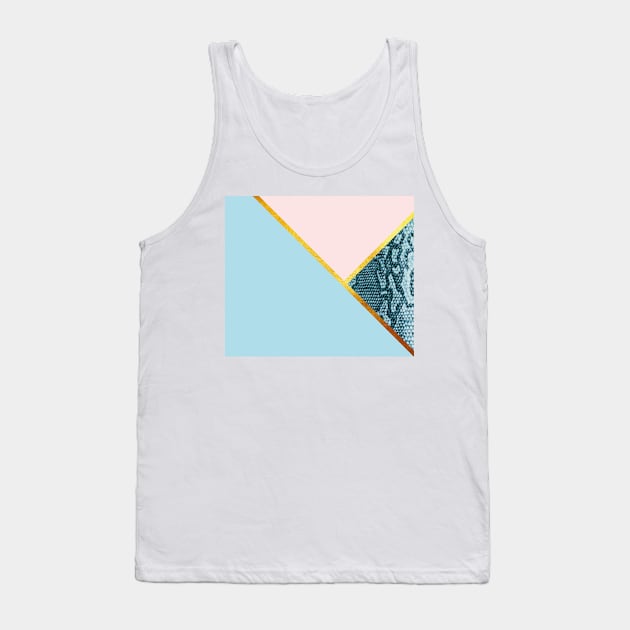 Abstract snake print, color blocking blue Tank Top by ColorsHappiness